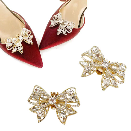 Secures Fit Bowknot Shape Shoe Accessories-M782 silver shoe cli 2
