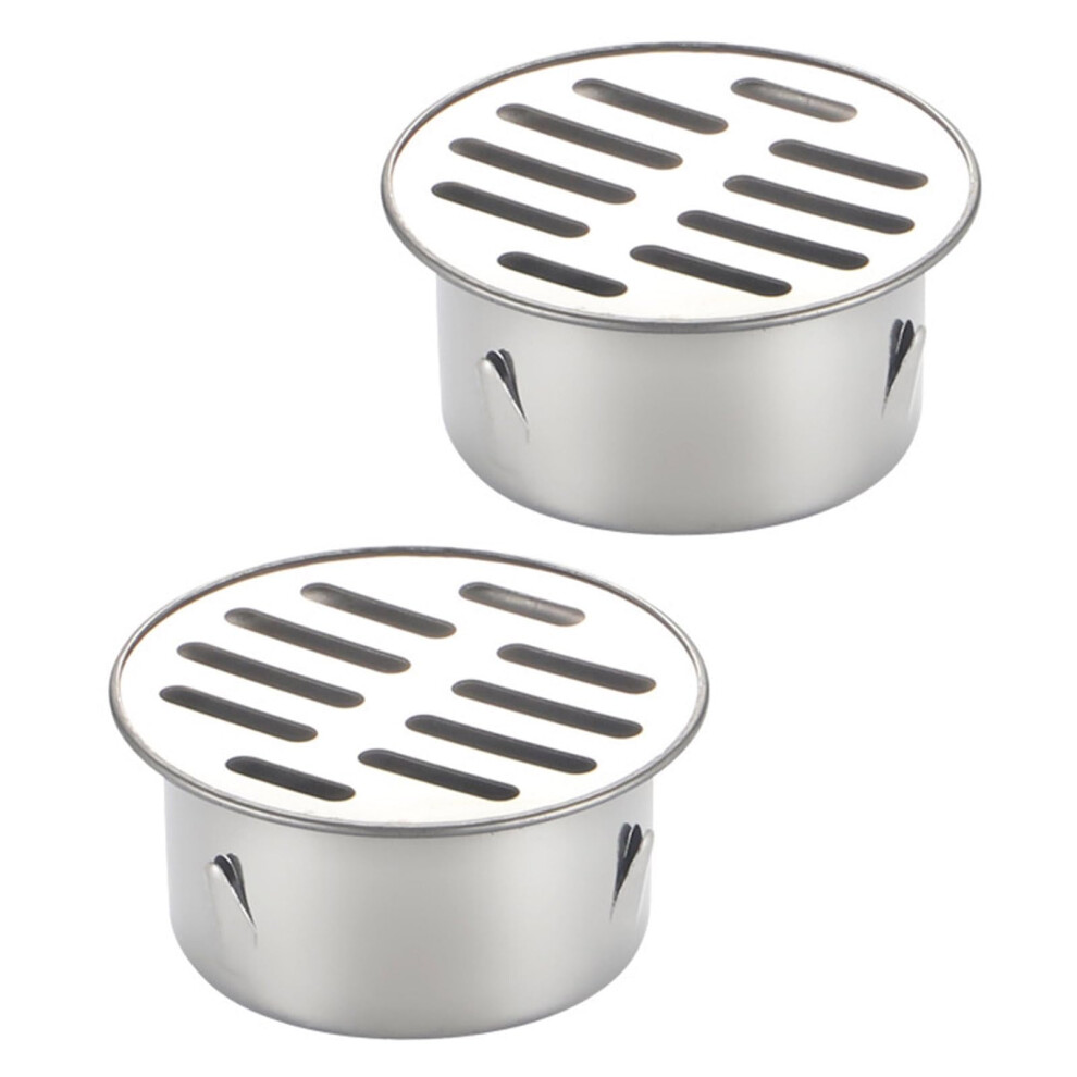 Stainless Steel Round Floor Drain Sturdy 2Pcs Hair Catcher Brush Finish Easy Installation For Shower And Bathroom 9339159719336