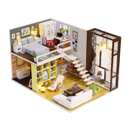 Holz Handwerk Miniatur Puppenhaus Kit Einfache 1