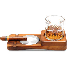Elegante Zigarrenaschenbecher für Herren, luxuriöse Holzkombination aus Whiskyglas und Aschenbecher, abnehmbares Metall für einfache Reinigung,