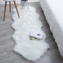 Super Soft Luxury Feeling Faux Sheepskin Area Rug, Easy to Clean For Quick Maintenance, White, Suitable for Bedroom, Upholstery, Living Room, Yoga Mat