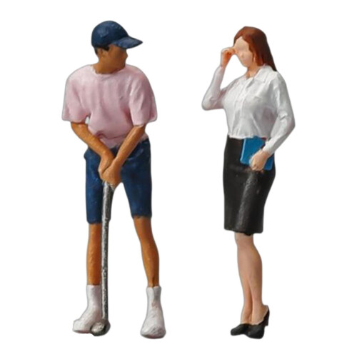 Hand Painted Mini Golf Player Scene Golfing Man And Secretary 2