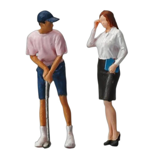 Hand Painted Mini Golf Player Scene Golfing Man And Secretary 1