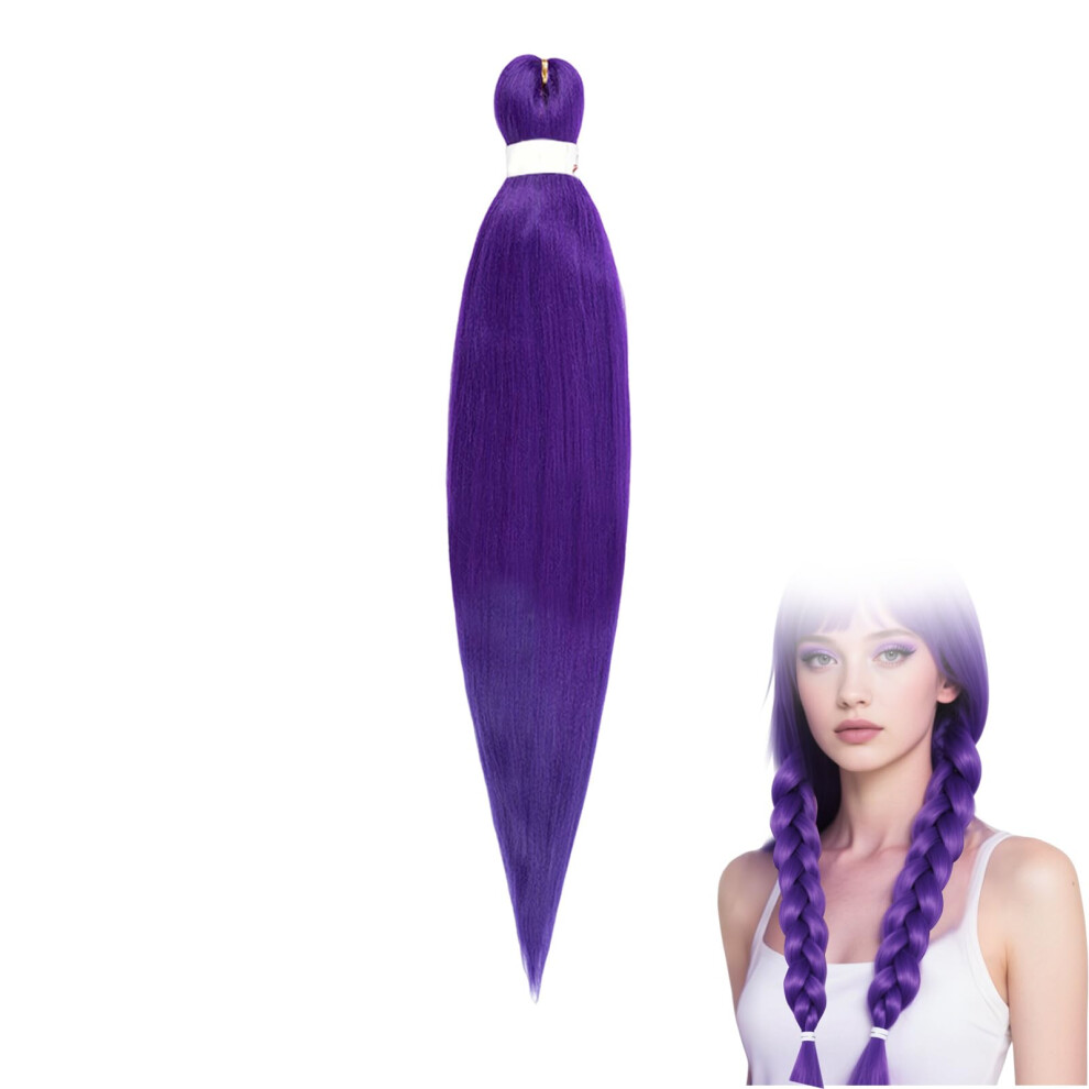 PreStretched Synthetic Braiding Hair Extensions 2Pack Purple For Stage Party Halloween Costume Cosplay