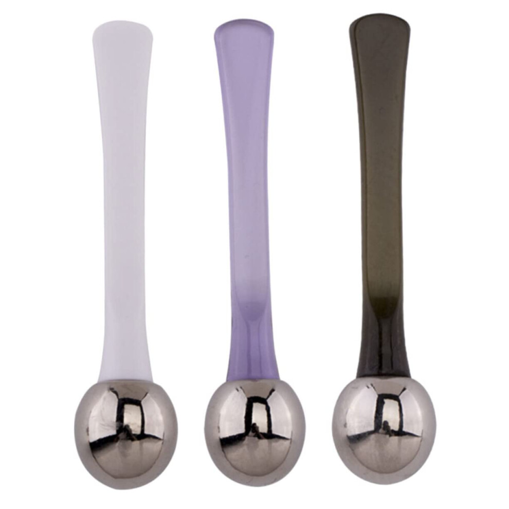 Cream/Dark 3Pcs Eye Spoon And Zinc Alloy Eye Massager Stick Wrinkle Reduction Circles Dualend Facial Mask Applicator