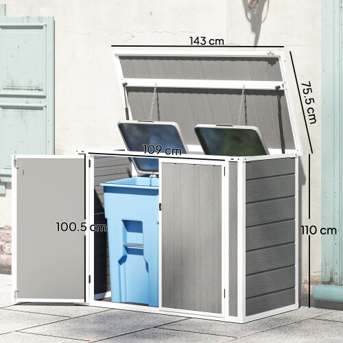 Outsunny Outsunny 4.7 x 2.5FT Lockable Garden Shed, Double Bin Storage Shed, Grey 2