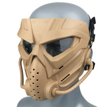 Tactical Full Face Mask with Anti-Fog Lens, Impact-Resistant Full-Face Tactical Skull Mask Polycarbonate Material TPR Plastic Impact Resistant Composi