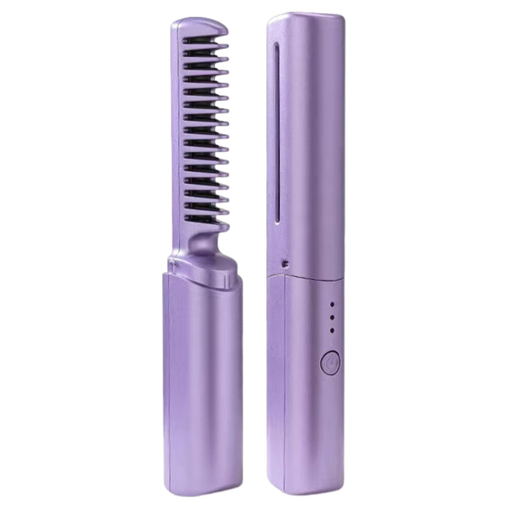 Hair Straightener Brush with Adjustable Temperature, Ceramic Coating, USB Rechargeable for Travel