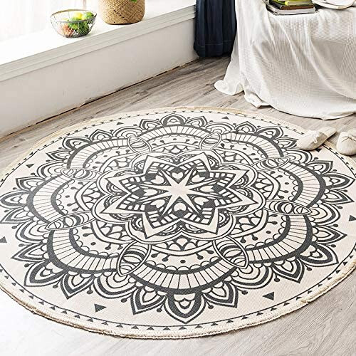 Εξατομικευμένο χαλί Boho Mandala, εξαιρετικά μαλακό κυκλικό αντιολισθητικό υπόστρωμα