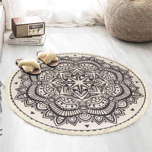 Εξατομικευμένο χαλί Boho Mandala, εξαιρετικά μαλακό κυκλικό αντιολισθητικό υπόστρωμα 1