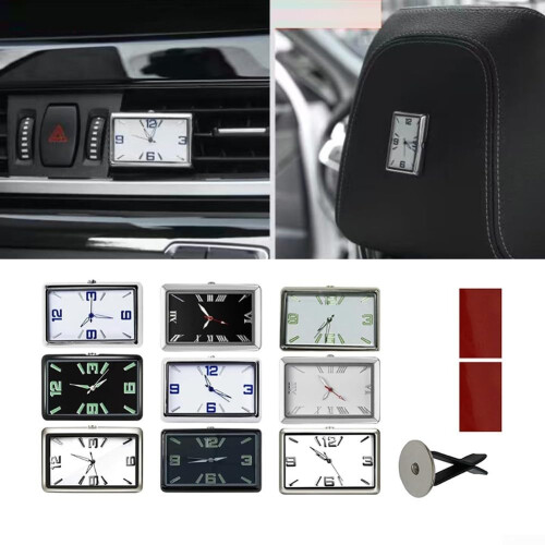 Rectangular Car Dashboard Clock Quartz Precision Timekeeping Clear Display with Vent and Adhesive Mount 1