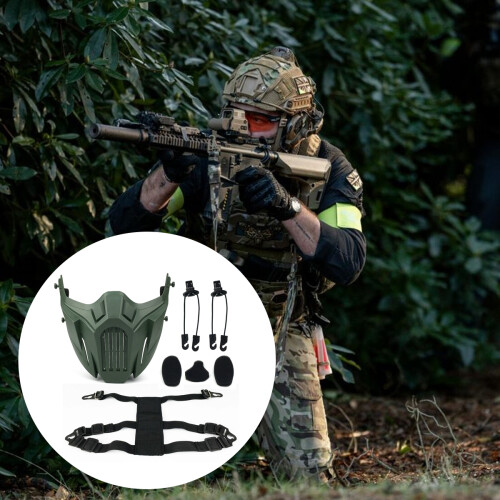 Μάσκα προσώπου Airsoft για μισό πρόσωπο, αξεσουάρ τοποθέτησης με αναπνεύσιμη και 2