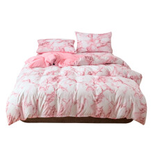 Luksuriøst marmordesign king size-sengetøy, elegant design polyfiber-dynesett, mykt og luftig pustende dynetrekk, komfort hele året, 3-delers sett