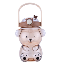 Schadstofffreie Kawaii-Bären-Trinkflasche mit Strohhalm, tolle Geschenkidee mit verstellbarem Schultergurt und großer Öffnung für individuelle