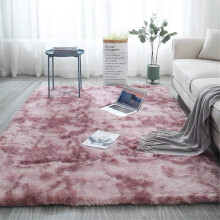 Rectangle Pink Ultra Soft Resilient High-pile Fibers Area Rug, Fluffy Indoor Carpet with Non-slip Bottom Latex Dots Backing for Modern Home Decor, Liv