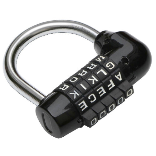 Trixes 5-Letter Combination Padlock - Black - Secure Luggage, Lockers, and More