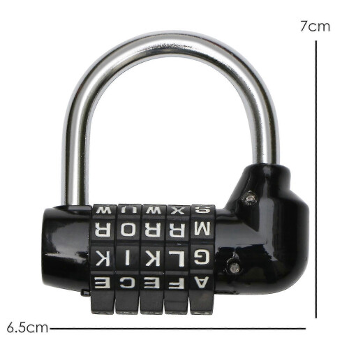 Trixes 5-Letter Combination Padlock - Black - Secure Luggage, Lockers, and More 2