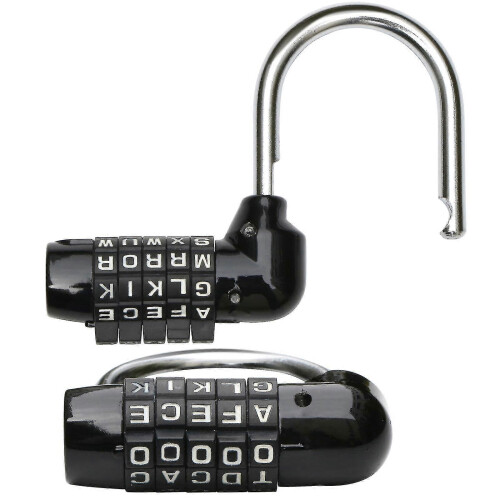 Trixes 5-Letter Combination Padlock - Black - Secure Luggage, Lockers, and More 1