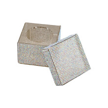 Decorative Rhinestones Glass Bowl Multipurpose-Silver Square