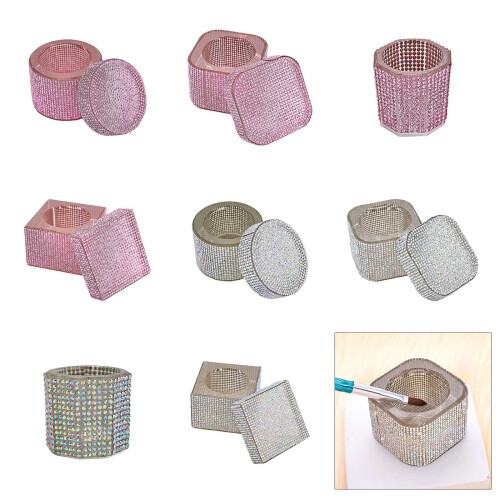 Decorative Rhinestones Glass Bowl Multipurpose-Silver Square 2