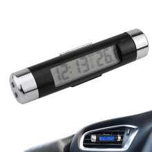 Car Dashboard Clock with Digital Thermometer, Blue Backlight, Air Vent Mount, Accurate Time Display