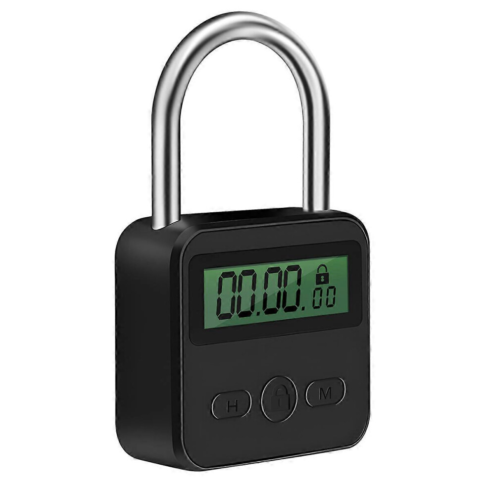 Metal Timer Lock Lcd Time 99 Hours Max Timing Usb Timer Padlock,Black 6935161366051