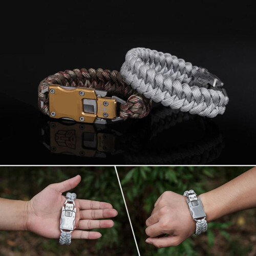 Βραχιόλι Survival Paracord, Τακτικός Εξοπλισμός για Υπαίθριες Πεζοπορίες, Πολυχρηστικό 2