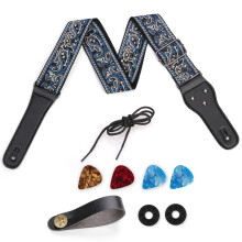 Blaugraues, besticktes Gitarrengurt-Set,