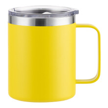 Edelstahl-Kaffeebecher mit Klappdeckel, vakuumisoliert mit Duracoat-Farbbeschichtung außen, doppelwandig isoliert, komfortabler Griff, 355 ml (12