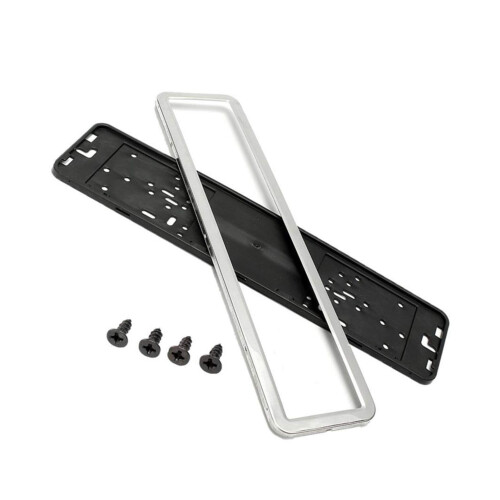 Stainless Steel License Plate Frame Rustproof Waterproof Universal Fit Glossy Design Silver