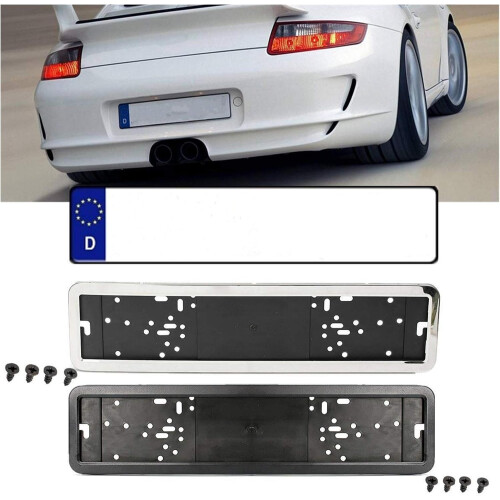 Stainless Steel License Plate Frame Rustproof Waterproof Universal Fit Glossy Design Silver 2