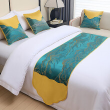 Bed Runner Rug King Size Jacquard Soft Silky No Fading Green 50x260cm For 200cm Bed Pillowcase Cushion Set