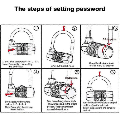 Padlock, Code Padlock, With 5 Digit Padlock, 2 Pieces Code Padlock, Combination Padlock 1