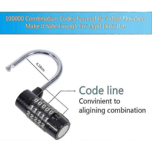 Padlock, Code Padlock, With 5 Digit Padlock, 2 Pieces Code Padlock, Combination Padlock 2