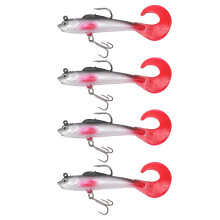Señuelos blandos tipo swimbait para uso en agua dulce y salada, señuelos de pesca realistas con cabeza de jig pre-montada, 4 piezas en plata