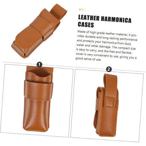 Leather Harmonica Protective Cover For Blues Harmonica Travel Case  Portable ScratchResistant Shockproof Storage Pouch 2