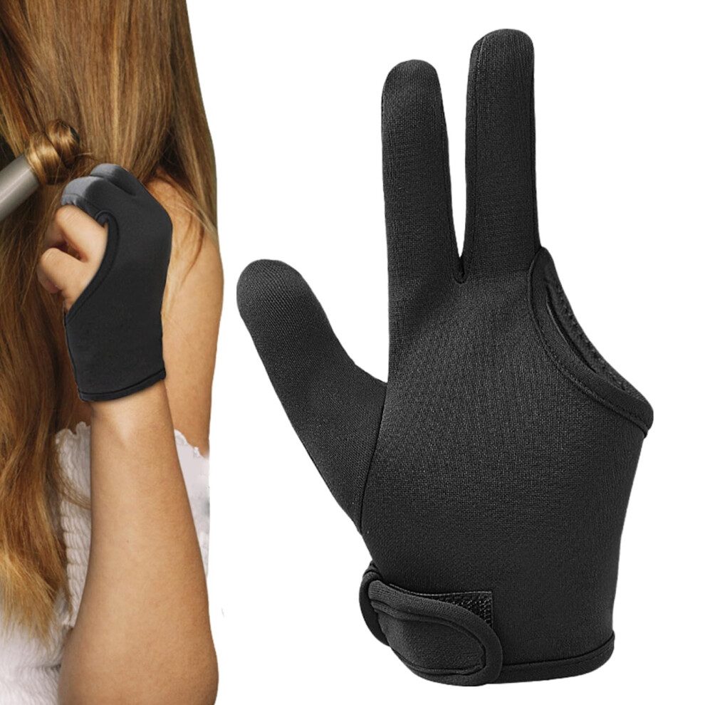 Black Curling Iron Gloves 3Finger Mittens Heatresistant Styling Glove For Steam Irons And Curling Tools Righthand