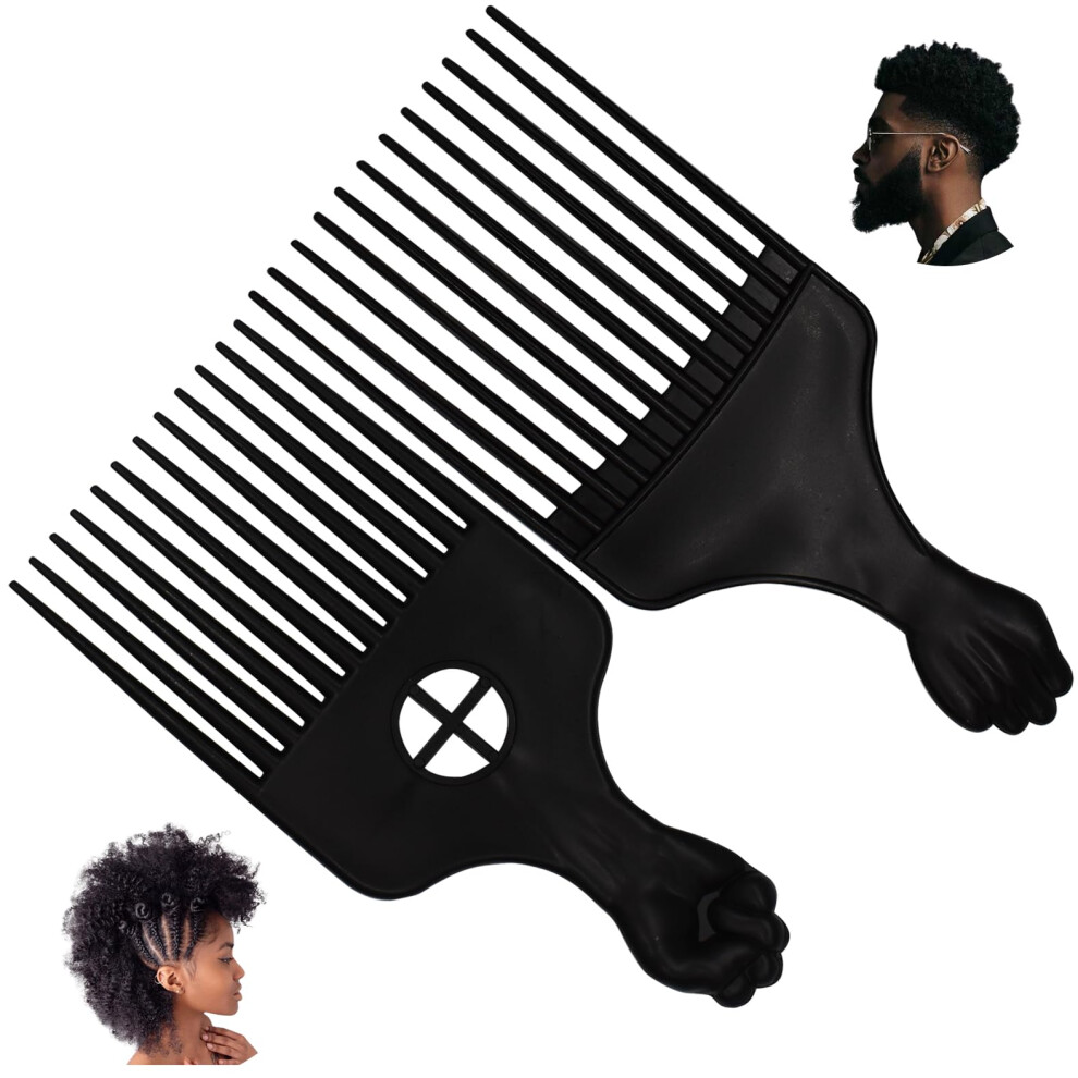 Unisex Afro Pick Comb With Detangling Wide Teeth For Natural Thick Curly Hair Men And Women