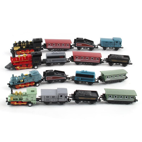 Pull Back Simulation Steam Train Model Toy Kit Simulation Retro Steam Toy Kit Pull Back with 4 Different Types Mini Train Model Steam Model Toy (A)