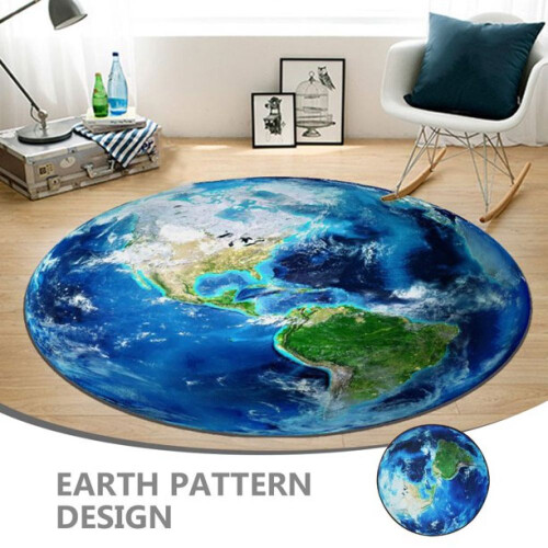 Στρογγυλό χαλί με σχέδιο Earth, χαλί καρέκλας για δάπεδα με μοκέτα με 1