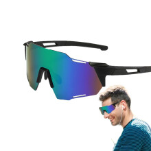 Road Bike Lenses Polarized AntiFog Dust Blocking WindResistant UV Protection Glasses Black Frame Green Lenses