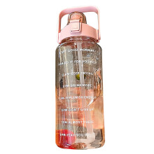 Motivations-Trinkflasche aus BPA-freiem Material mit Zeitmarkierungen, 2000 ml, robuste Sportflasche mit Weithals-Klappdeckel, auslaufsicher