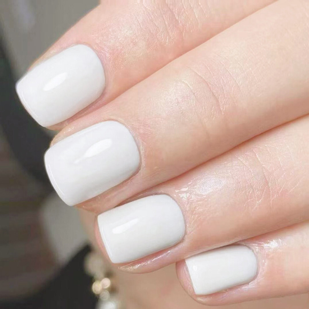 24 Pcs Solid Color False Nail Reusable Artificial Nail Glossy
