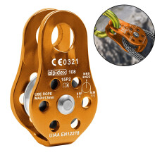 Polia de escalada de alta eficiência, estrutura em liga de alumínio, tecnologia de rolamentos de esferas, design de polia única, características
