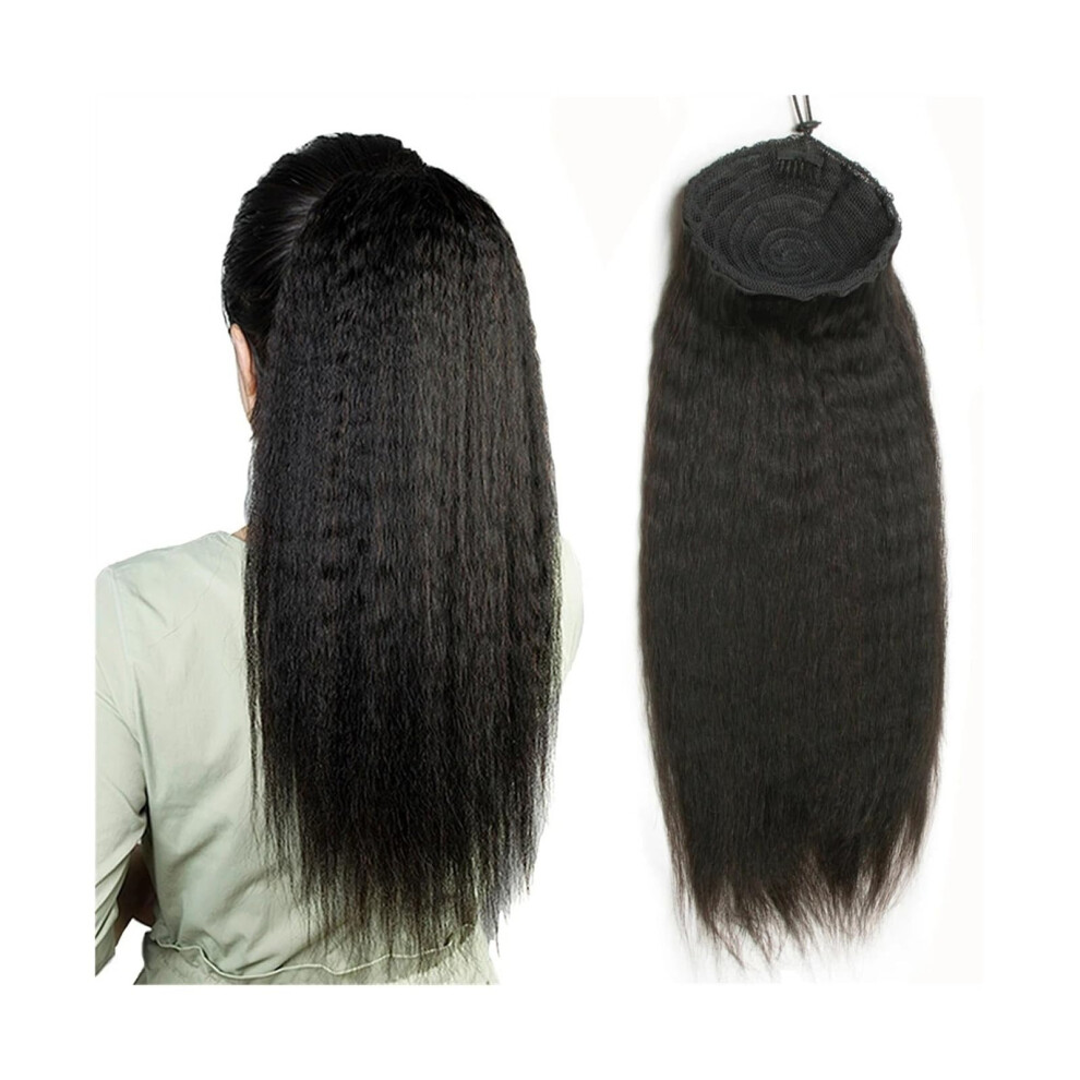 Unisex Ponytail Hair Extension Remy Hair 1426 Inches Afro Kinky Straight Drawstring Ponytail Clipin Hairpiece