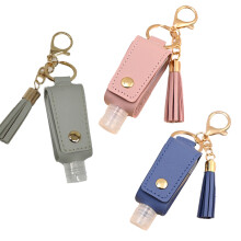Leere Reiseflasche zum Ausdrücken, Etui aus PU-Leder für tragbaren Handdesinfektionsmittelhalter, transparente, auslaufsichere, nachfüllbare