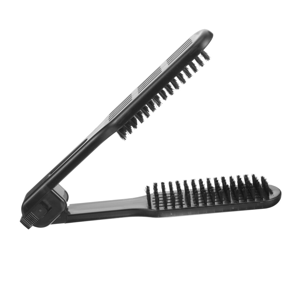 Double Sided Hair Straightening Brush with Ergonomic Clamp for Smooth Frizz Results TravelFriendly