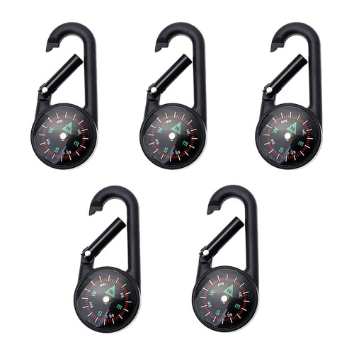Brújula con mosquetón reutilizable e impermeable, herramienta multifuncional para escalada al aire libre con termómetro.