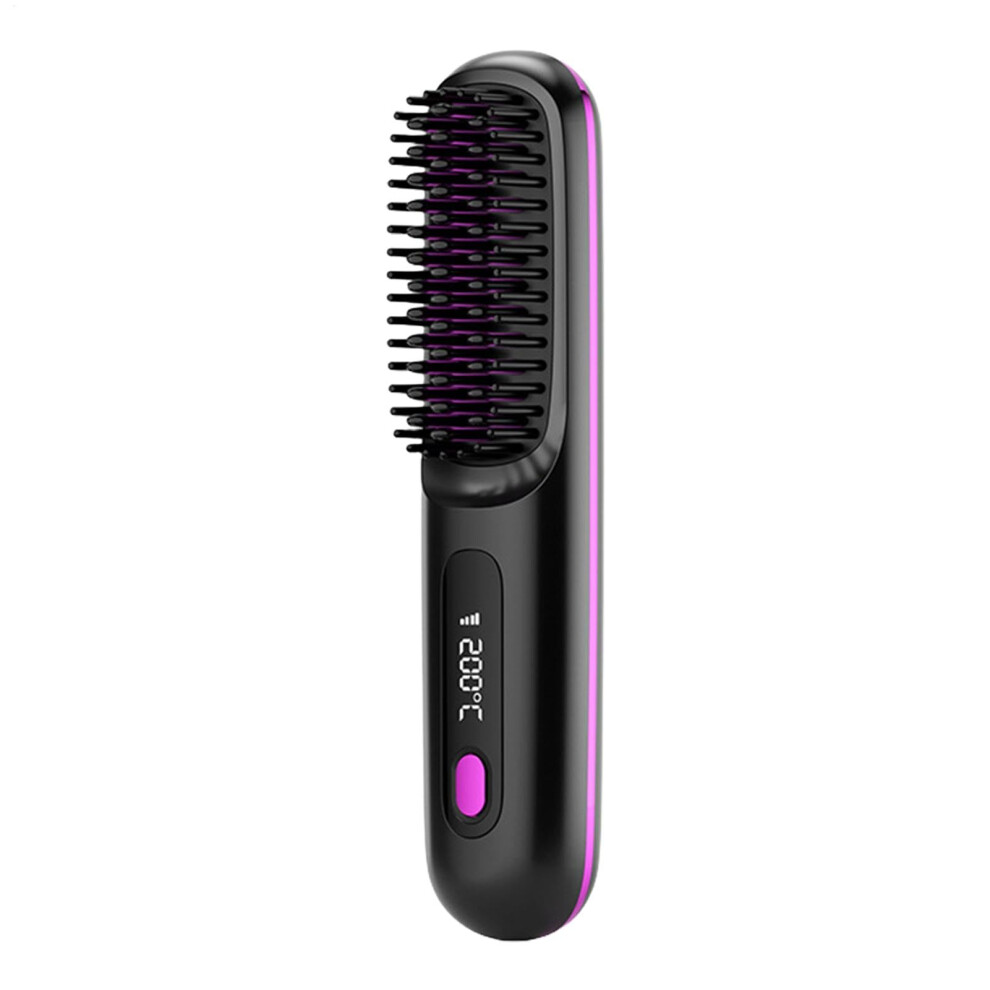 Cordless Hair Straightening Brush with Fast Heating USB Rechargeable AntiFrizz Ceramic Design