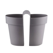 Double-Sided Hanging Rail Planter Deck Flower Pot-Gray black